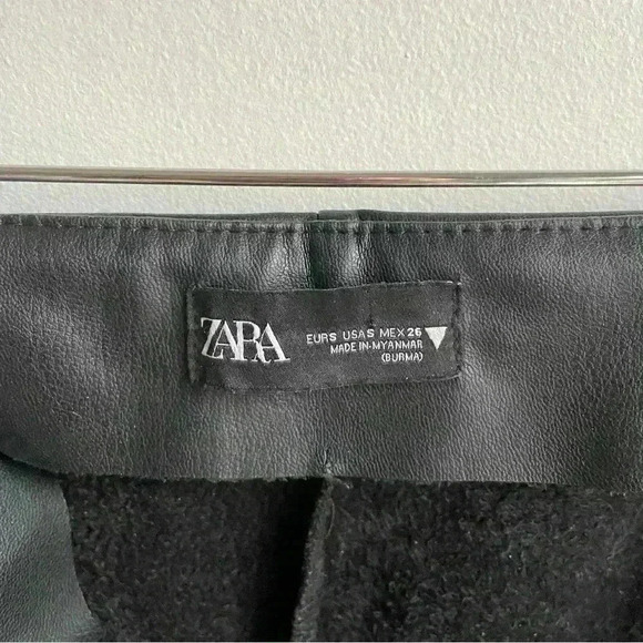 Zara Black flare faux leather pants leggings size S - Picture 7 of 9